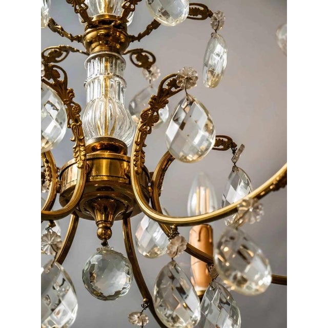 Brass Chandelier with Crystal Trimmings For Sale - Image 15 of 18