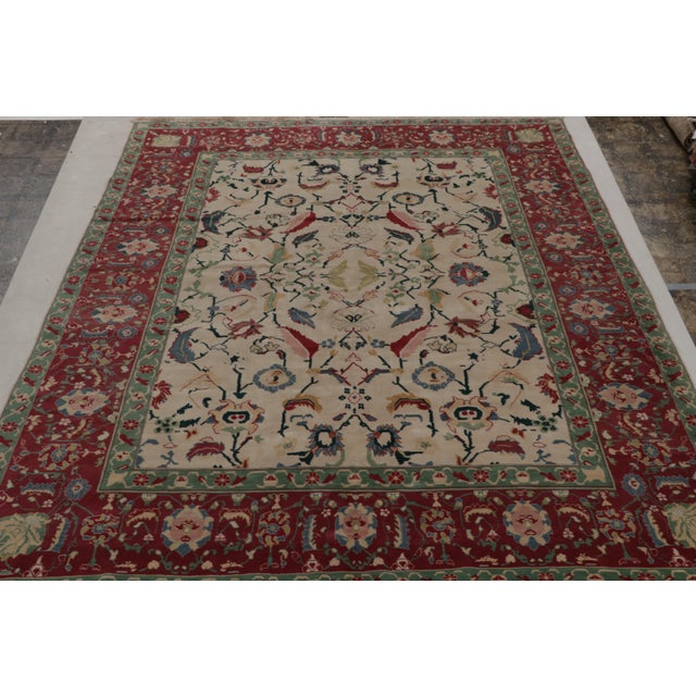 Rug & Kilim Rug & Kilim’s Traditional Agra Style Rug in Beige, Red and Teal Floral Pattern For Sale - Image 4 of 9