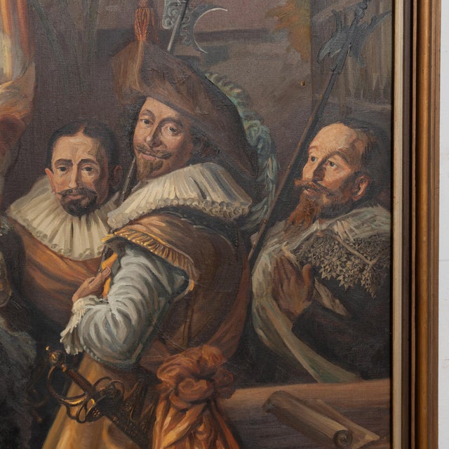 20th Century Large Original Oil on Canvas Painting of St. Adrian's Officers Assembly For Sale - Image 6 of 9