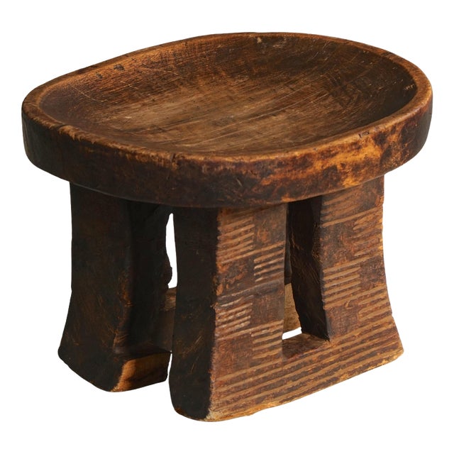 Traditional Hand-Carved African Tribal Stool, 1950s For Sale