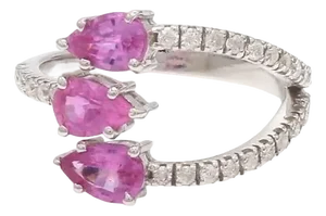 Natural 1.43 cts pink sapphire with 0.32 cts diamond ring in 18k gold