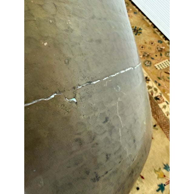Early 20th Century Large Hammered Metal Water Vessel + Rope Handles For Sale - Image 5 of 12