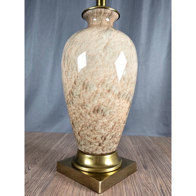 Hollywood Regency 1990s Frederick Cooper Table Lamp With Marbled Glass and Brass Ginger Jar Base For Sale - Image 3 of 10