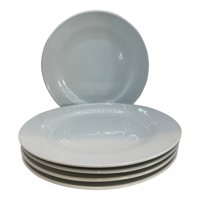 1980s Pottery Barn Great White Large Rimmed Plates Set of 5 For Sale