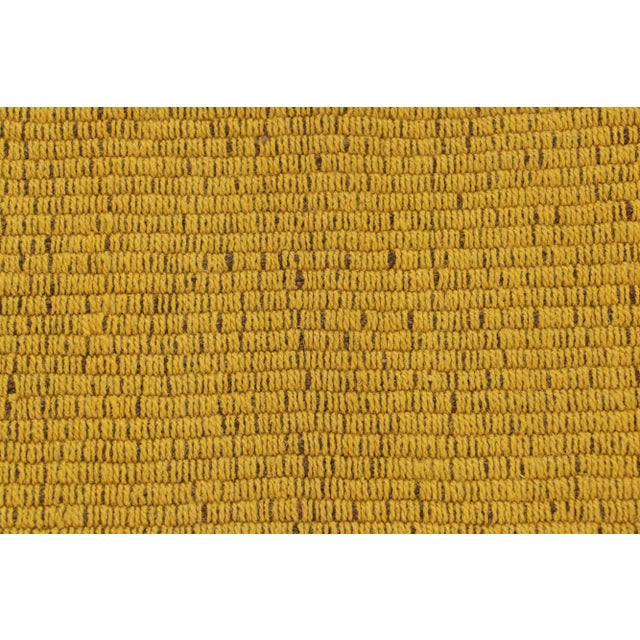 Contemporary Rug & Kilim’s Contemporary Kilim in Gold and Blue Textural Stripes For Sale - Image 3 of 6