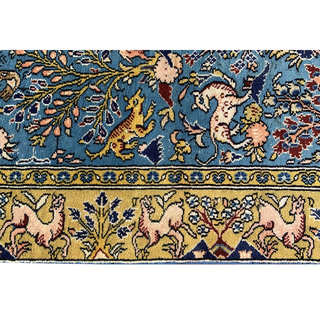 Amazing Hand Knotted Vintage Qashmour Tree of Life Pictorial Wool Area Rug 6.4 X 3.11 Ft For Sale - Image 11 of 12