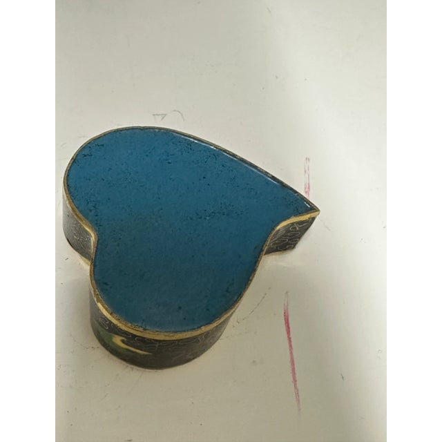 Black Vintage Cloisonné Heart Shape Trinket Box For Sale - Image 8 of 8