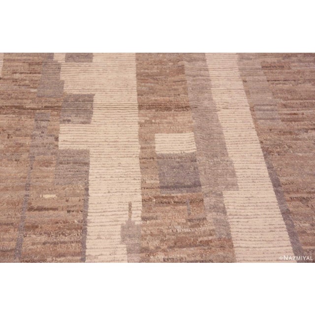 Contemporary Nazmiyal Collection Neutral Earthy Brown Grey Cream Geometric Contemporary Area Rug For Sale - Image 3 of 4