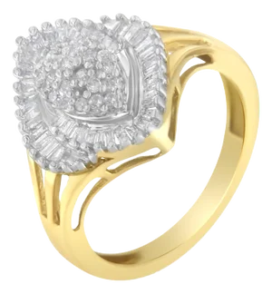 10K Yellow Gold Diamond Cocktail Ring (1/2 Cttw, J-K Color, I2-I3 Clarity) - Size 8 EVS1010