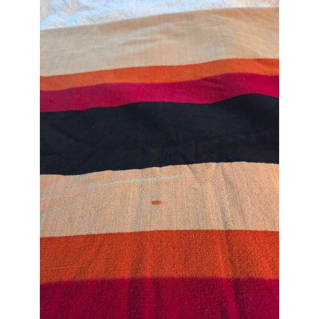 Mid 20th Century Signed Riten Mozumdar Cotton Bed Cover With Fringe For Sale - Image 9 of 10