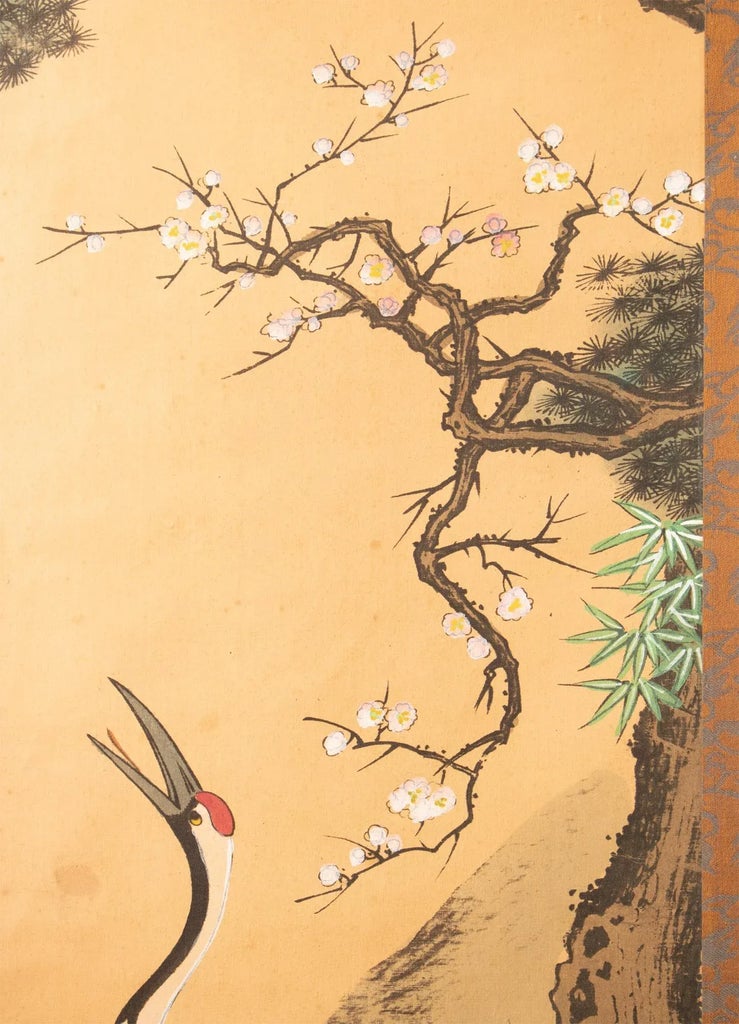 Showa Era Japanese Painted Silk Scroll 