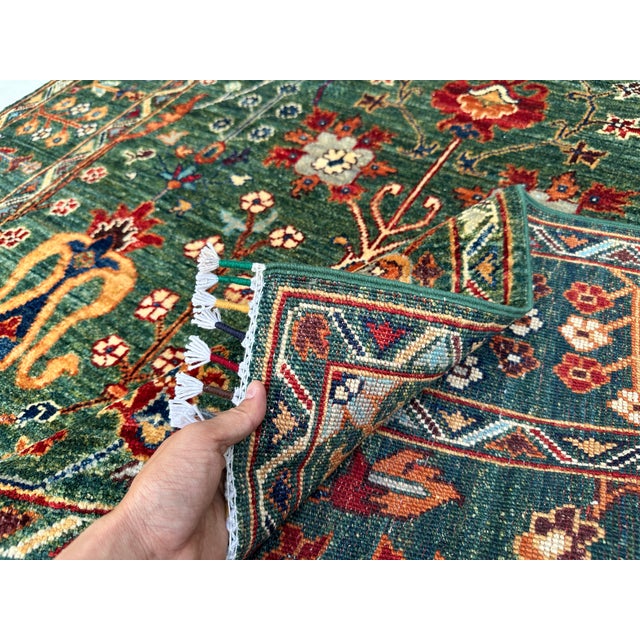 Green Green Persian Oushak Hand-Knotted Wool Rug - 4'11" X 6'10" For Sale - Image 8 of 10