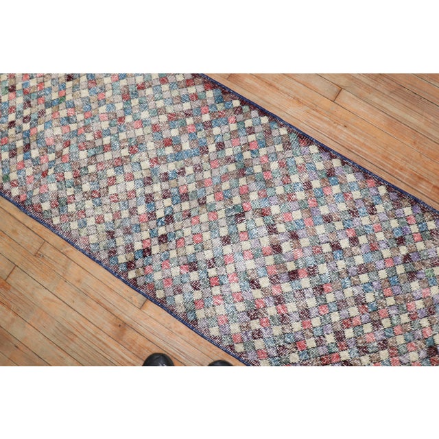 Mid 20th Century Blue Vintage Turkish Deco Runner - 2'3" x 10'5" For Sale - Image 5 of 6