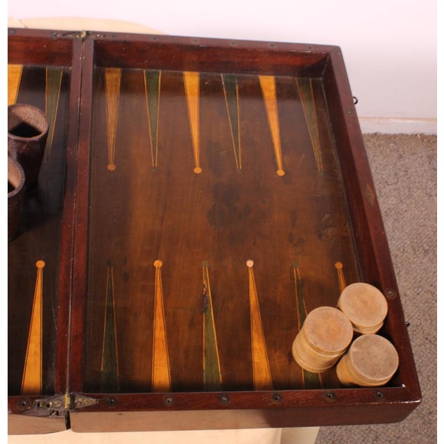Wood 19th Century Games Box in Walnut and Boxwood For Sale - Image 7 of 10