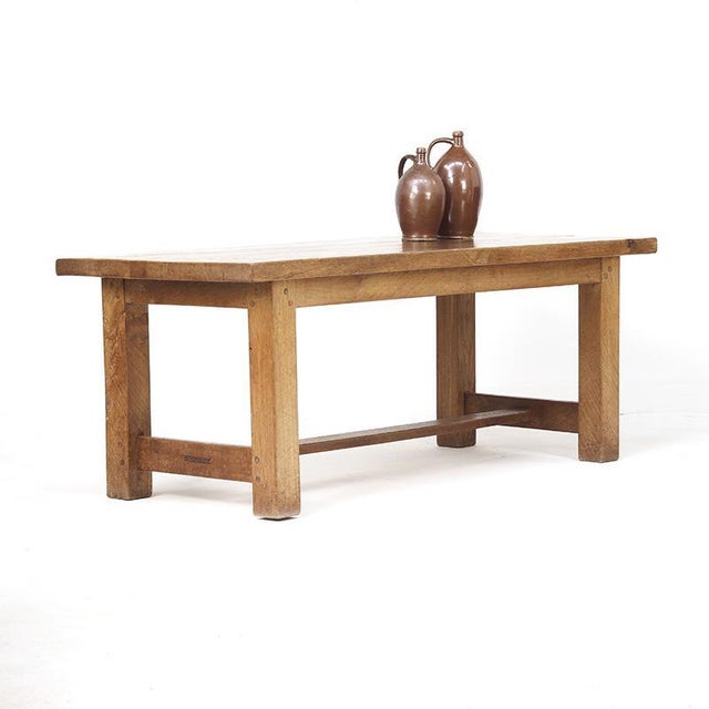 1960s Mid-Century Rustic Brutalist Oak Dining Table, 1960s For Sale - Image 5 of 12