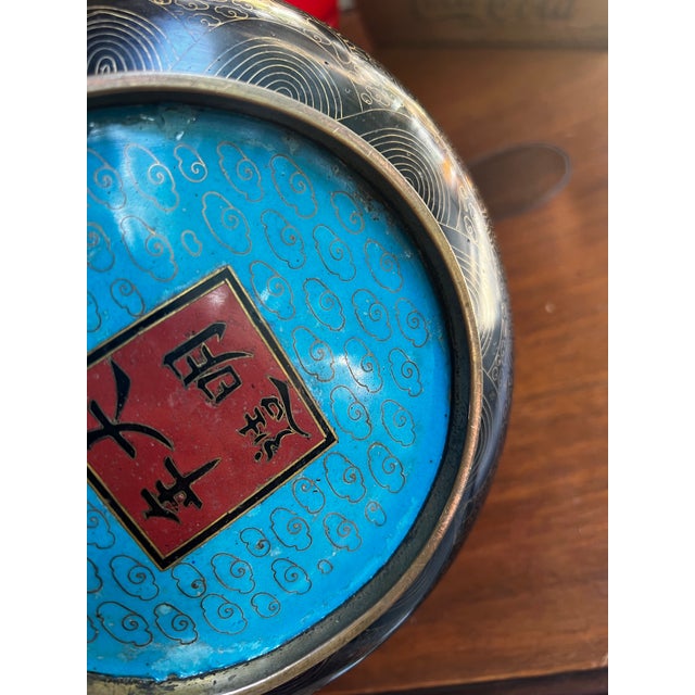 Vintage Chinese Republic Period Cloisonné Brush Washer For Sale - Image 11 of 11