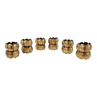 Vintage Sculptural Brass Napkin Rings – Set of 12 For Sale