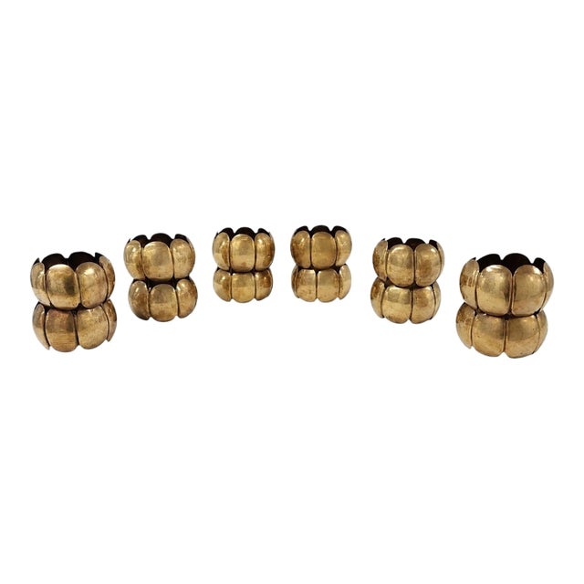 Vintage Sculptural Brass Napkin Rings – Set of 12 For Sale