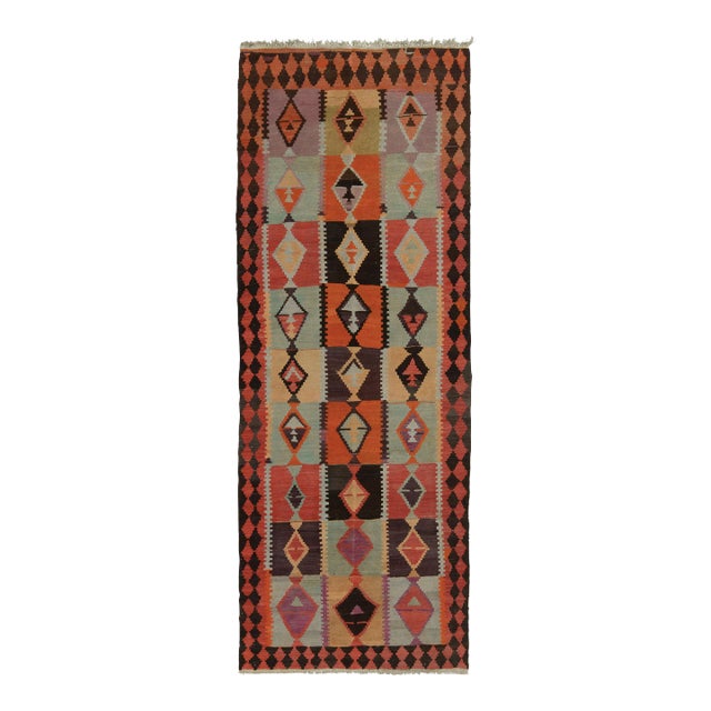 Vintage Persian Kilim Rug in Red, Orange and Blue Tribal Geometric Patterns For Sale