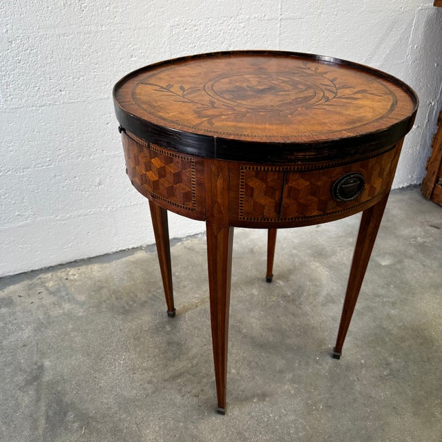 Louis xvi style bouillotte/game table inlaid with marquetry, circa 1900 antique bouillotte/game table with reversible top...