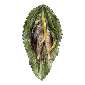 19th Century Majolica Palissy Fishs Platter Leaf Battaglia Varages