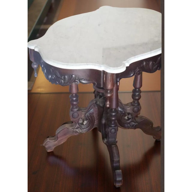19th Century Rococo Revival Marble-Top Parlor Table For Sale - Image 4 of 8