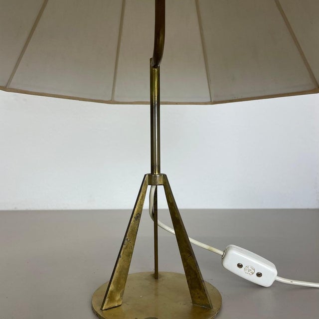 Black Austrian Tripod Brass Table Light in the style of Kalmar, 1960s For Sale - Image 8 of 17