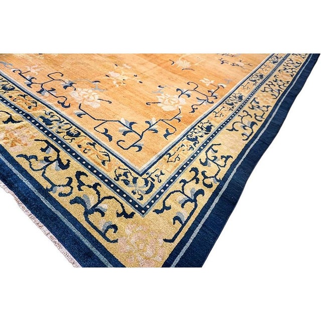 Chinese 1920s Antique Wool Coral Large Allover Floral Hand Knotted Large Oversize Rug For Sale - Image 3 of 9