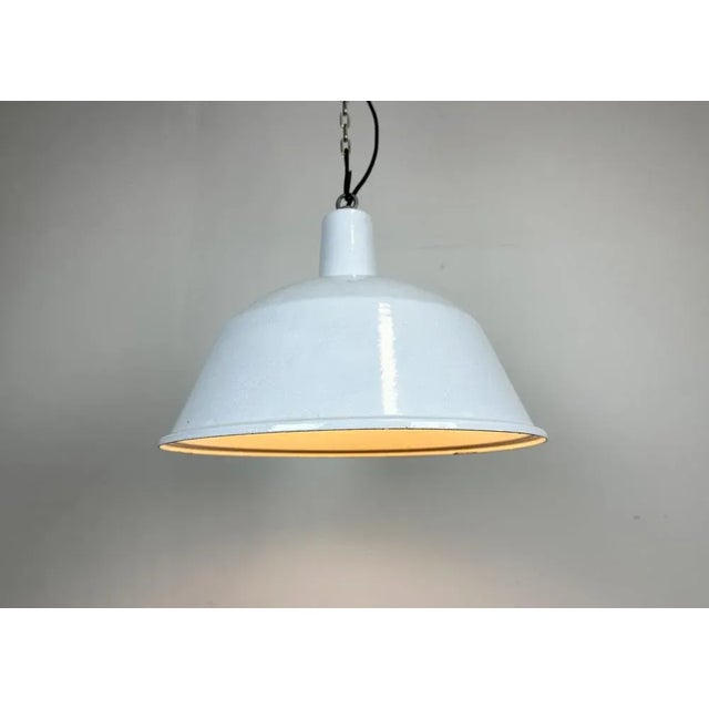 White Industrial White Enamel Pendant Lamp from Emax, 1960s For Sale - Image 8 of 13