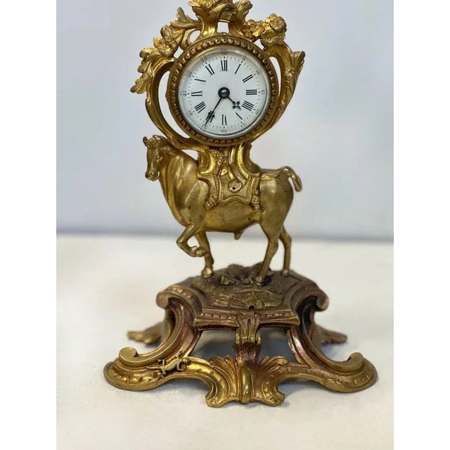 French French 19th Century Bull Bronze Clock For Sale - Image 3 of 6