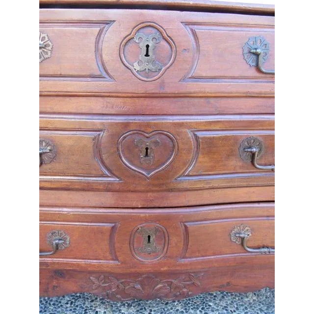 Wood Antique French Walnut Serpentine Fronted Commode For Sale - Image 7 of 13