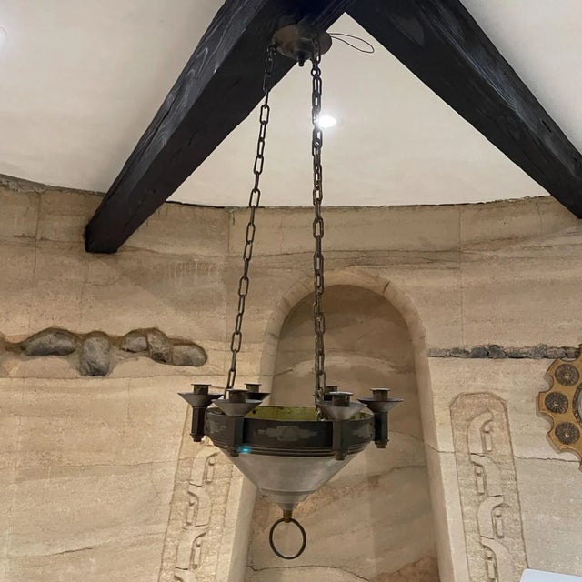 1950s Art Deco Six Candle Holder Modern Chandelier For Sale - Image 4 of 11