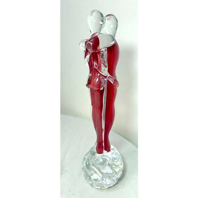 Red Vintage Hand Blown Italian Murano Glass Fornace Mian Formia Couple Sculpture For Sale - Image 8 of 17