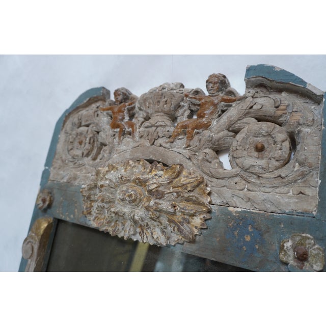 Wood Italian Painted Trumeau Mirror Circa 1900s by Mla For Sale - Image 7 of 8