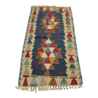 1960s Farmhouse Style Blue Anatolian Cappadocia Kilim Rug For Sale