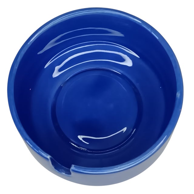 1960s Vintage Retro Personal Ashtray Ceramic Blue by Fitz and Floyd Deep Bowl - MCM For Sale - Image 5 of 10