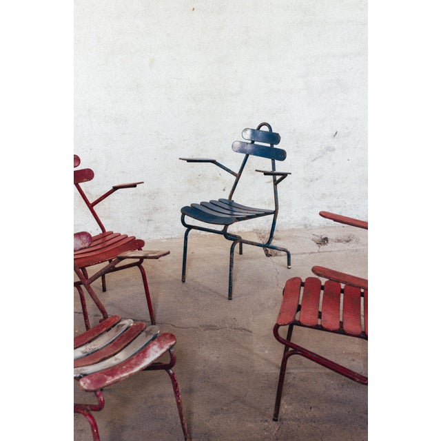 Metal Weathered Metal Chairs, Set of 4 For Sale - Image 7 of 11
