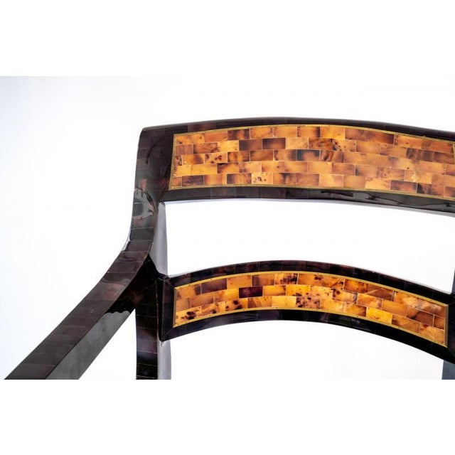 Tessellated Horn Chair Attributed to Maitland-Smith; Circa 1980's For Sale - Image 4 of 6