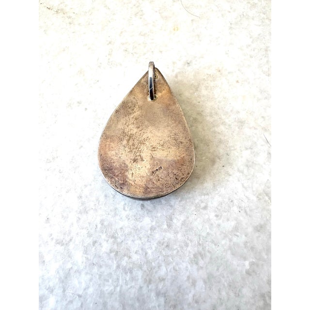 Mid-Century Modern Vintage Sterling Silver Malachite Pendant For Sale - Image 3 of 7