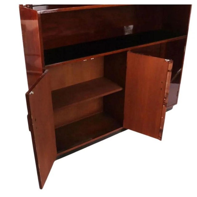 Brown Art Deco Style Mahogany 3 Piece Cabinet With Mirror and Floating Bar For Sale - Image 8 of 8