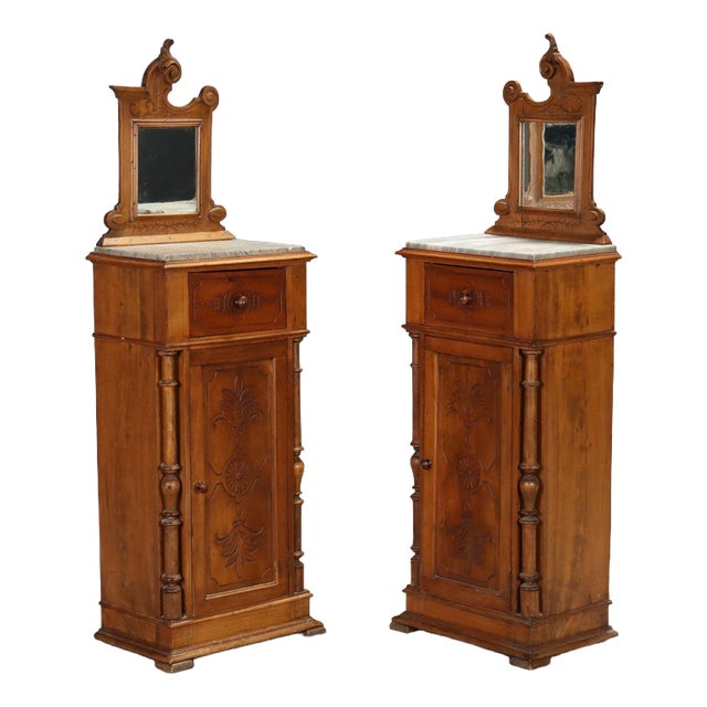 Late 19th Century Walnut Nightstands, Set of 2 For Sale