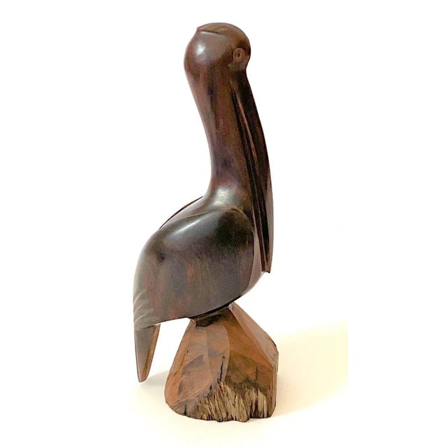 Artisan Pelican Figurine Art Deco Moderne Style Hand-Carved Wood For Sale - Image 4 of 12