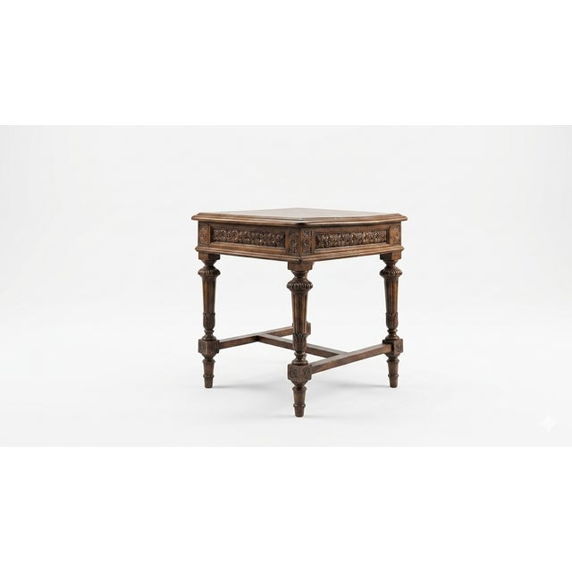Umbertine Hand-Carved Walnut Side Tables, Italy, Late 19th Century, 1890s, Set of 2 For Sale - Image 4 of 14