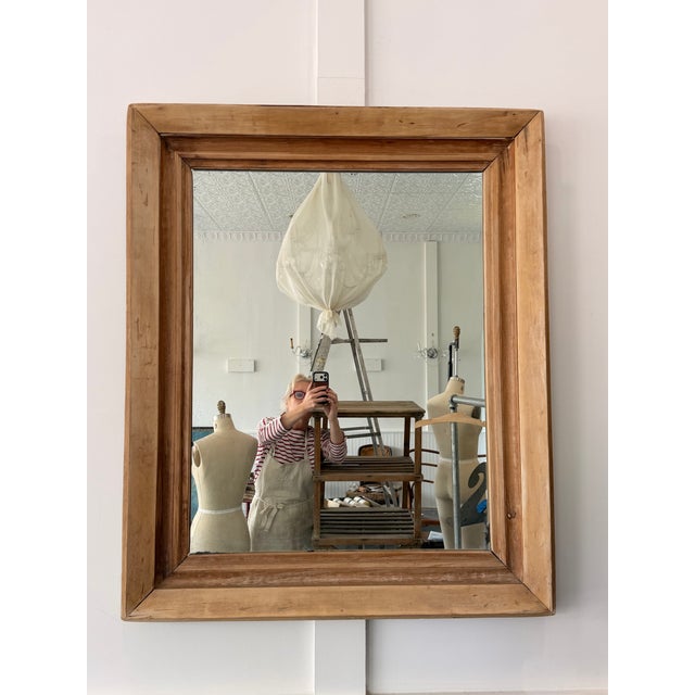 Wood English 19th C Pine Mirror With Old Glass in Good Condition For Sale - Image 7 of 8