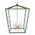 Contemporary Tony Duquette Style Faux Malachite and Hand Gilt Lantern Chandelier by Turtle and Crane - Newly Painted For Sale