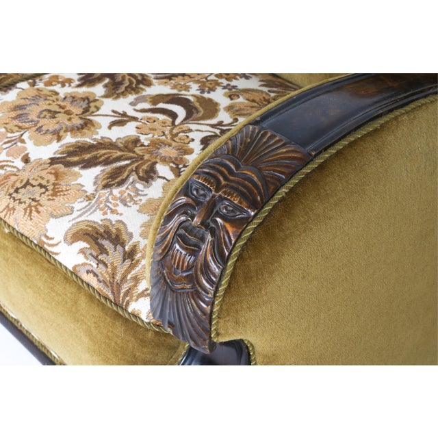 Art Deco Danish Oak and Mohair Sofa Couch Circa 1940 Art Deco Style For Sale - Image 3 of 12