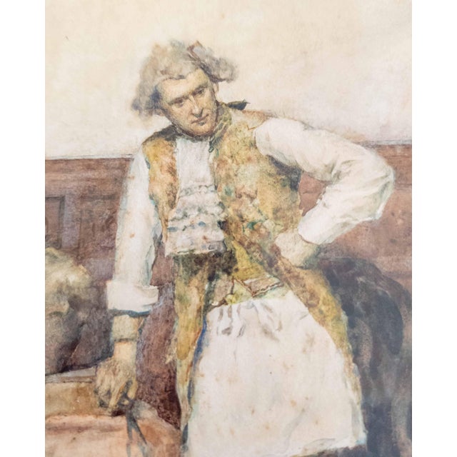 19th Century English Watercolor Painting of an 18th C. Interior Genre Scene For Sale - Image 12 of 14