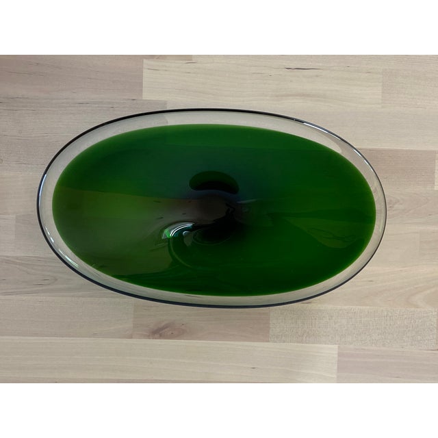 Early 1950s Oval Green Glass Sommerso Console Bowl Attributed to Erickson Glass For Sale - Image 10 of 11