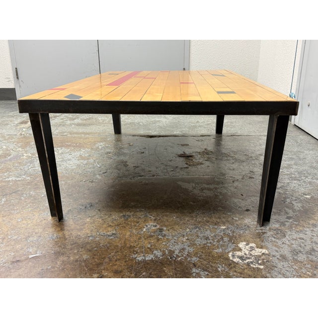 Reclaimed Wood From Gym Floor Coffee Table For Sale - Image 4 of 12