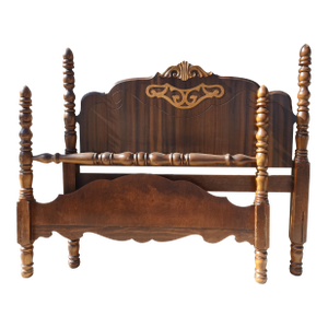Bed Frame - Vintage Victorian Style Poster Bed Full Headboard Footboard & Rails